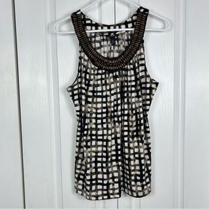 AGB women’s tank top wooden beaded neckline large